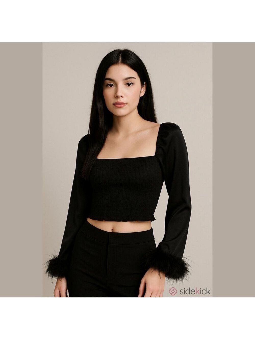 Watermelon Sugar Black Long Sleeve Blouse Small NWT - Picture 9 of 9